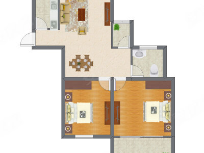 2室1厅 85.50平米户型图