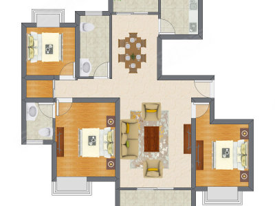 3室2厅 130.90平米