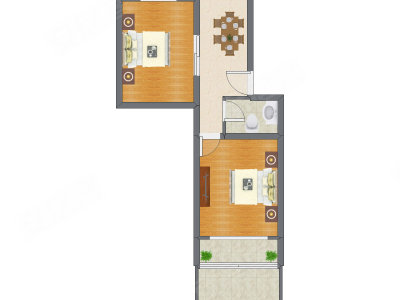 2室1厅 55.45平米
