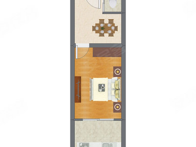 1室1厅 32.89平米户型图