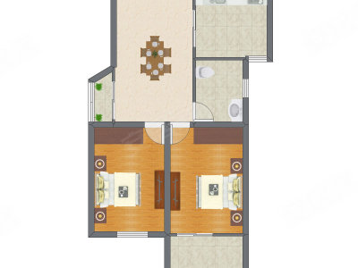 2室1厅 130.00平米户型图