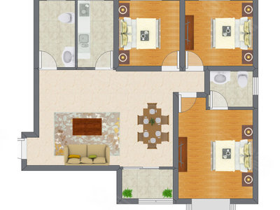 3室2厅 105.55平米