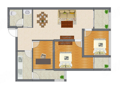 3室2厅 90.19平米户型图