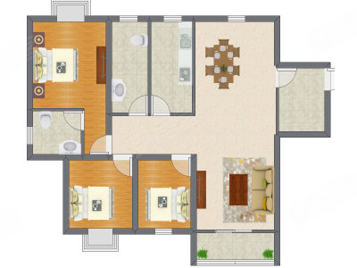 3室2厅 99.29平米