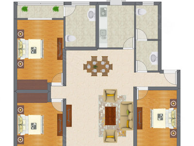 3室2厅 134.20平米