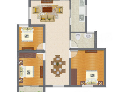 3室1厅 64.21平米