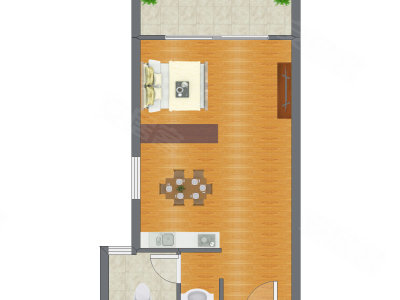 1室0厅 55.46平米户型图