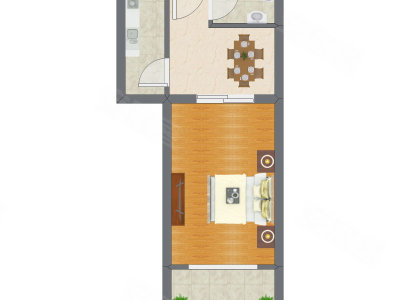 1室1厅 28.60平米户型图