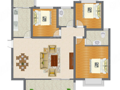 3室2厅 105.79平米