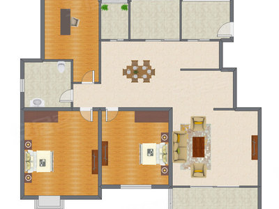 3室2厅 198.00平米