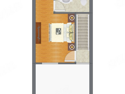 1室1厅 48.74平米户型图