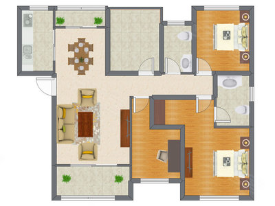 3室2厅 90.80平米