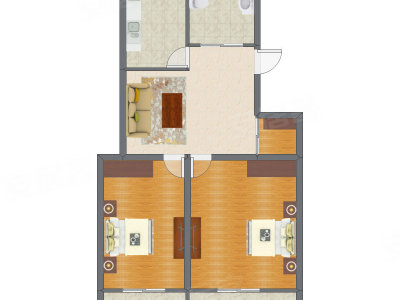 2室1厅 81.60平米户型图