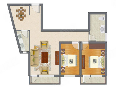 2室2厅 91.30平米