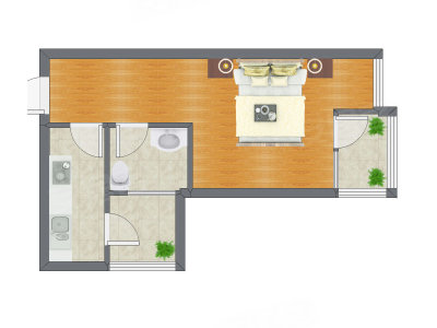 1室0厅 40.32平米户型图