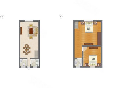 2室2厅 22.40平米户型图