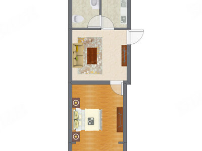 1室1厅 40.32平米户型图