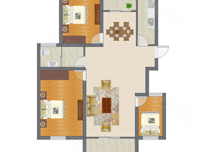 3室1厅 89.65平米