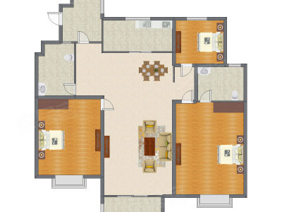 3室2厅 260.00平米户型图
