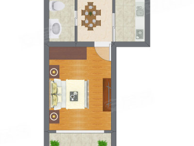 1室1厅 36.70平米户型图