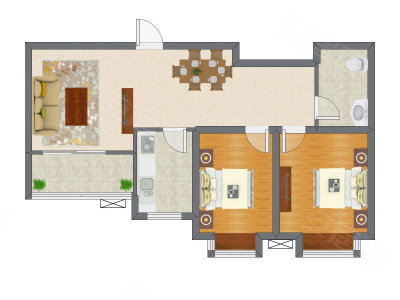 2室2厅 98.42平米户型图