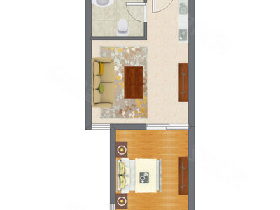 1室1厅 49.60平米户型图