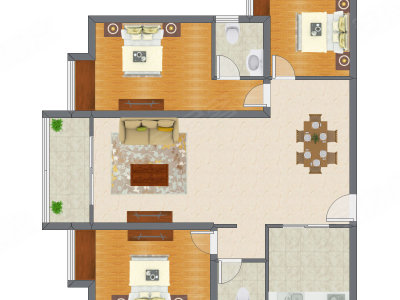 3室2厅 122.25平米户型图