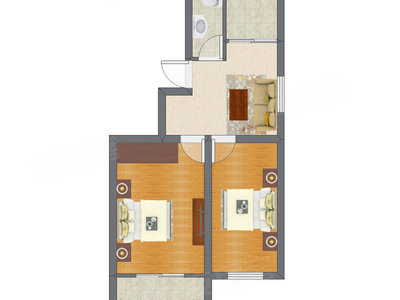 2室1厅 41.12平米