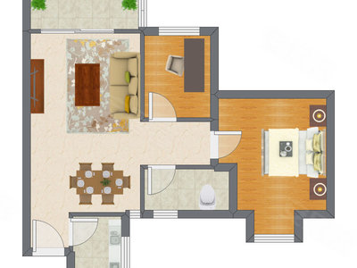 2室2厅 62.63平米户型图