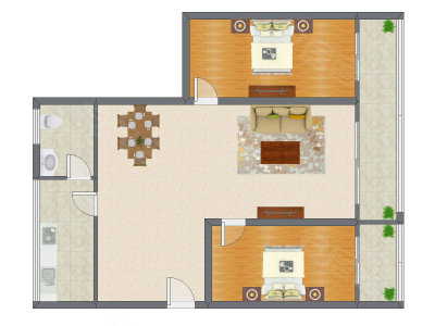 2室2厅 85.29平米户型图