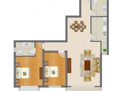 2室2厅 89.69平米