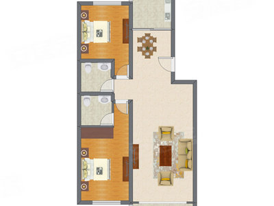 2室2厅 121.92平米户型图