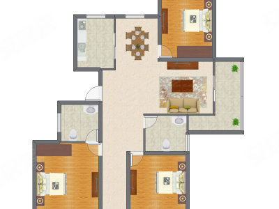 3室2厅 107.53平米