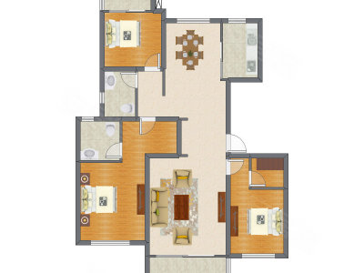 3室2厅 134.90平米户型图