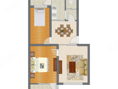 2室2厅 86.67平米户型图
