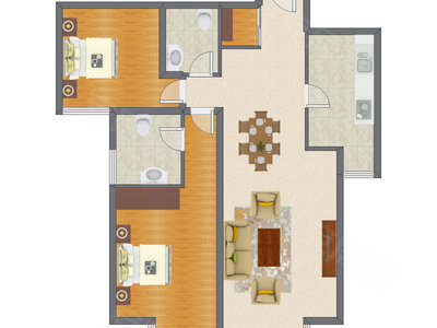 2室2厅 110.99平米