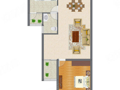 1室1厅 65.00平米户型图