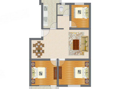 3室2厅 76.13平米户型图