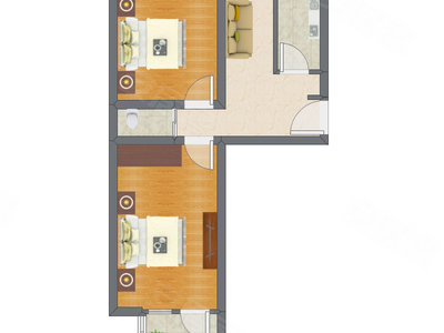 2室1厅 59.26平米户型图