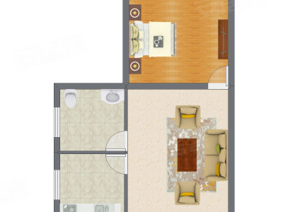 1室1厅 53.00平米户型图