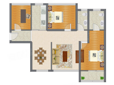 3室2厅 86.75平米户型图