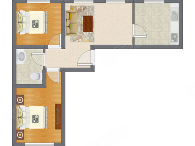 2室1厅 41.90平米户型图