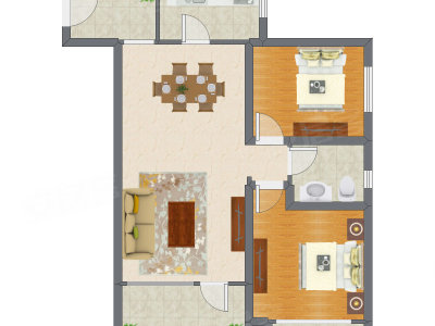 2室2厅 95.67平米户型图
