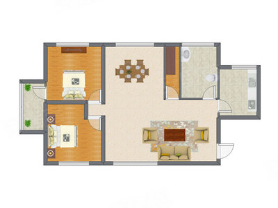 2室2厅 115.87平米户型图