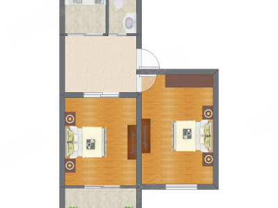 2室1厅 47.99平米