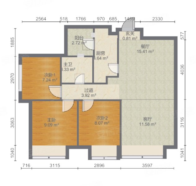 威兰德小镇3室2厅1卫90.88㎡南北95万
