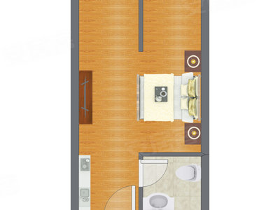 1室0厅 38.95平米户型图