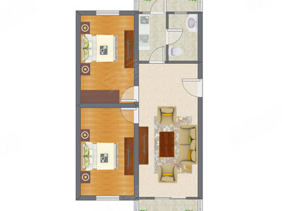 2室1厅 96.00平米户型图