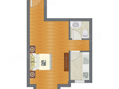 1室0厅 42.85平米户型图