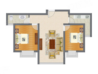 2室1厅 84.04平米户型图